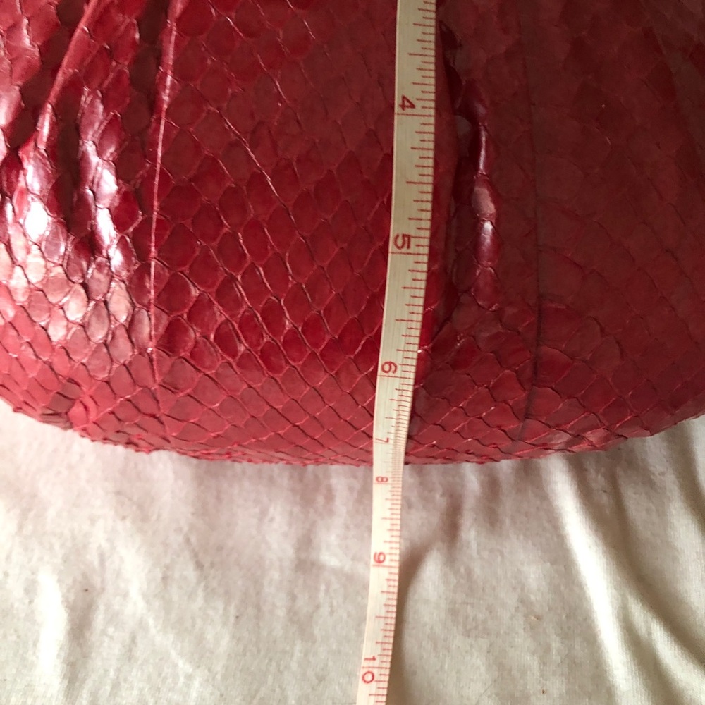 Red Women's Python-Texture Cosmetic Pouch - Picture 7 of 8